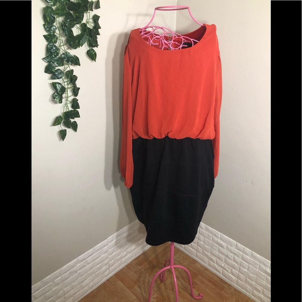 Enfocus Studio Long Sleeve Dress - Red and Black